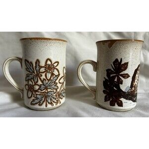 Ashdale Pottery Mugs Set Of 2 Owls Flowers Ceramic Mugs Made In England